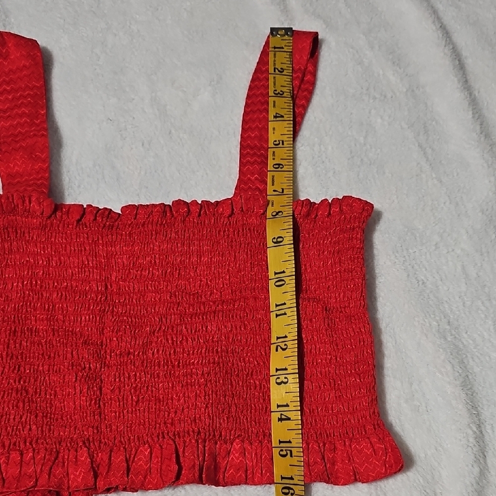 Bop Bop Red Smocked Crop Top - Picture 7 of 9